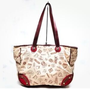 Loewe Cream and Red Tote with Vintage-Inspired Design